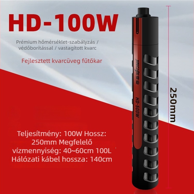 Jingye digitális hőmérséklet-szabályozó akváriumi fűtőkar, robbanásbiztos, nagy méretű akváriumhoz, állítható hőmérséklet, 100–500W, üveg, 1 kg