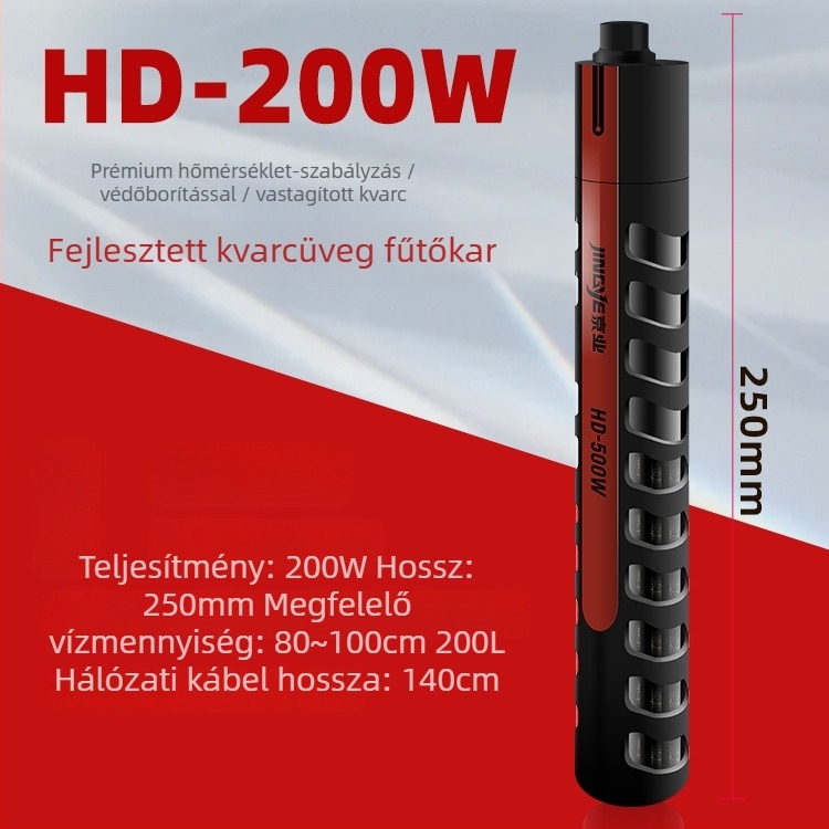 Jingye digitális hőmérséklet-szabályozó akváriumi fűtőkar, robbanásbiztos, nagy méretű akváriumhoz, állítható hőmérséklet, 100–500W, üveg, 1 kg