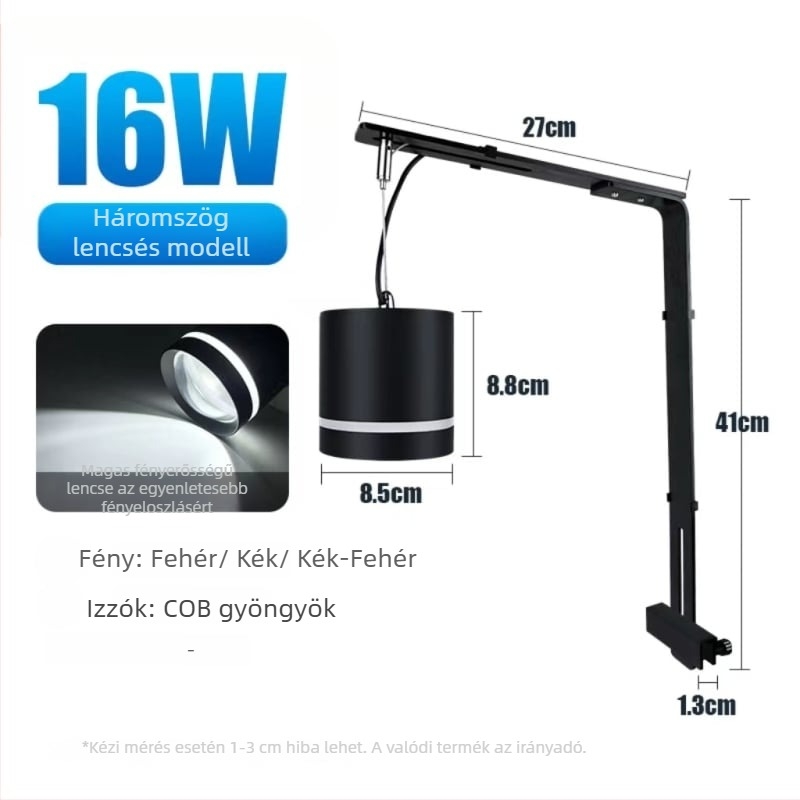 Yikeda LED akvárium klipszlámpa növényes akváriumhoz, alumíniumötvözet, 16W, növekedési világítás