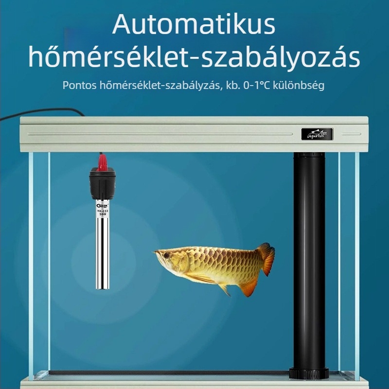 Rozsdamentes acél akváriumi fűtőelem automatikus hőmérséklet-szabályozással, robbanásbiztos kivitel és energiatakarékos