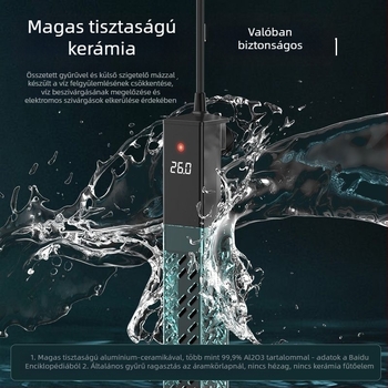 Akvarisztikai kerámiás fűtőkar változó frekvenciával, automatikus hőmérséklet-szabályozás, pontos hőmérséklet-szabályozás; Teljesítmény 50–500W, Tömeg 428g, Modell sz2025071503