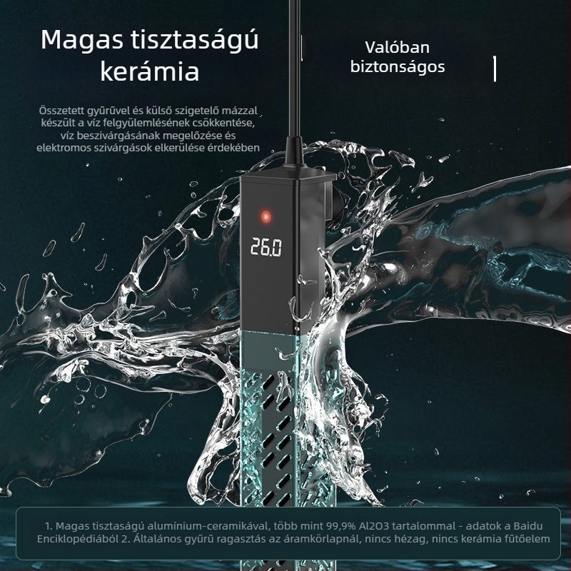 Akvarisztikai kerámiás fűtőkar változó frekvenciával, automatikus hőmérséklet-szabályozás, pontos hőmérséklet-szabályozás; Teljesítmény 50–500W, Tömeg 428g, Modell sz2025071503