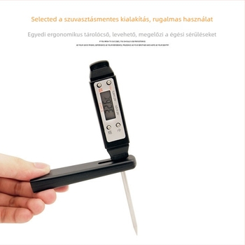 Élelmiszer-minőségű konyhai hőmérő szonda - olaj, tej és víz hőmérséklet mérésére, nagy pontosságú elektronikus sütőtermométer, 0.1°C felbontás