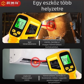 Kézi infravörös hőmérő ipari felhasználásra, 0,5 s válaszidő, 2×1,5 V-os elemmel
