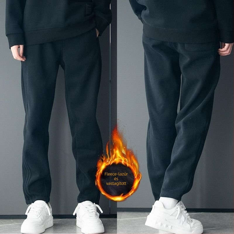 Férfi sportnadrág — egyenes szabású, laza, velúr szövet, Cupro rost, téli