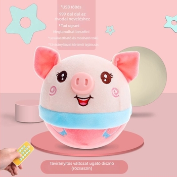 Beszélő plüss malac ugráló játék 0–3 éveseknek – Zene, rendkívül puha plüss