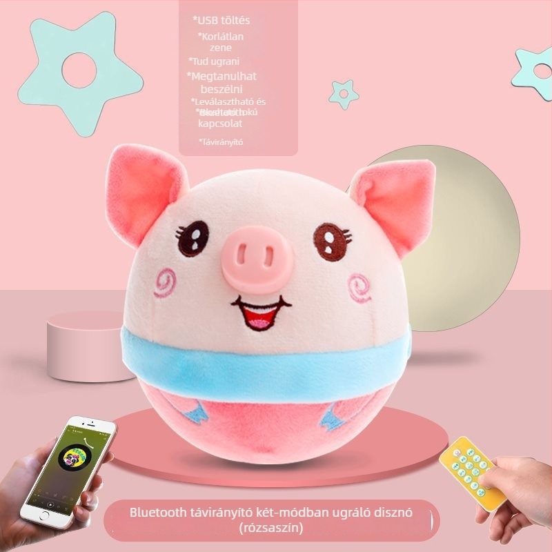 Beszélő plüss malac ugráló játék 0–3 éveseknek – Zene, rendkívül puha plüss
