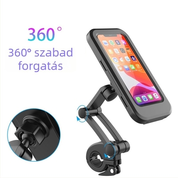 MH9P: Motorkerékpártelefon-tartó 360°-os forgatással, vízálló és porálló telefonos táska, ütésálló, kompatibilis motorkerékpárokkal és ATV-kkel.