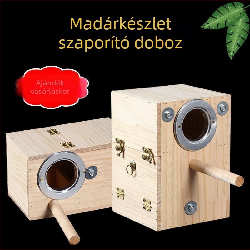 Budgie függő fészek tömörfából madártenyésztéshez — márka Happy Parrot