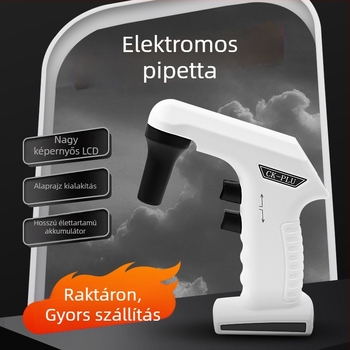 CK-PLU elektromos pipetta – nagy kapacitás, automatikus szívás, állítható pipetta, súly 185 g