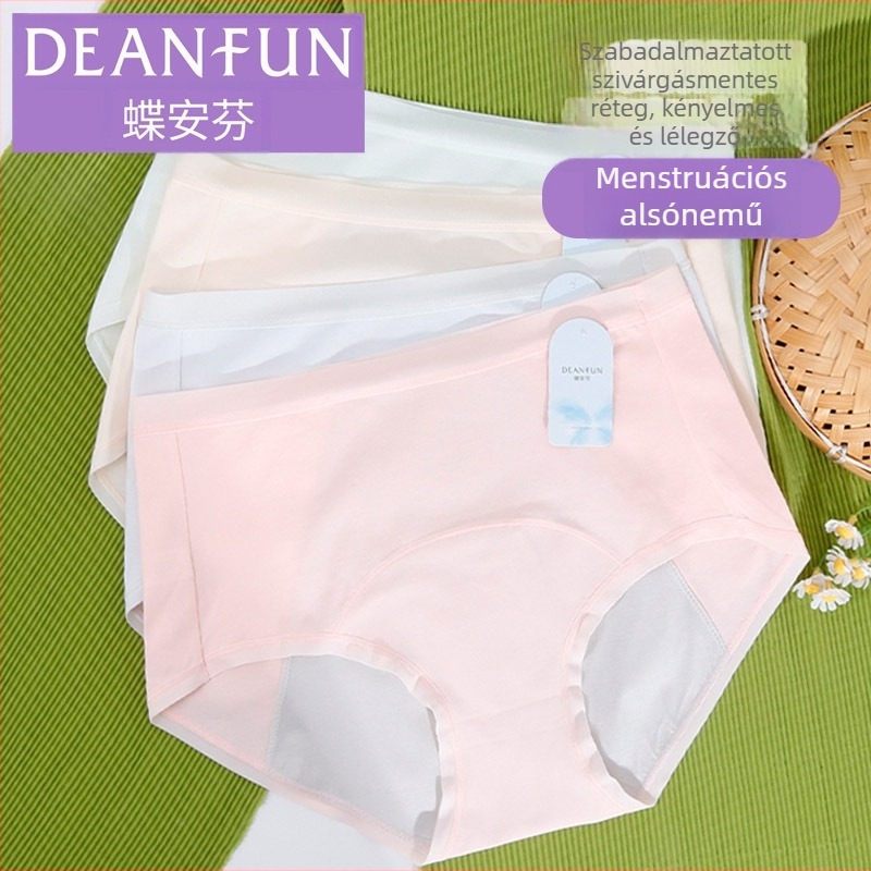 Női középmagas derekú pamut mensztrációs alsónemű, szivárgás elleni védelem, hosszabb ágyékkal és modal béléssel