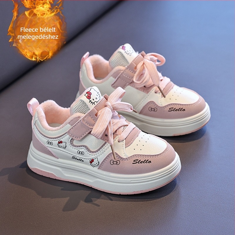 Gyerekeknek téli vastag talpú tornacipő Velcro-zárással, csúszásmentes, pamut bélés, uniszex