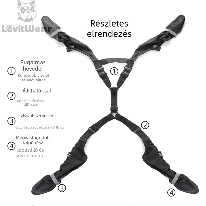 Kutyacipők Lovitwear – poliészter, vízálló, csúszásbiztos és kopásálló (Polyester; Lovitwear; Shoes; Waterproof; Anti-slip)
