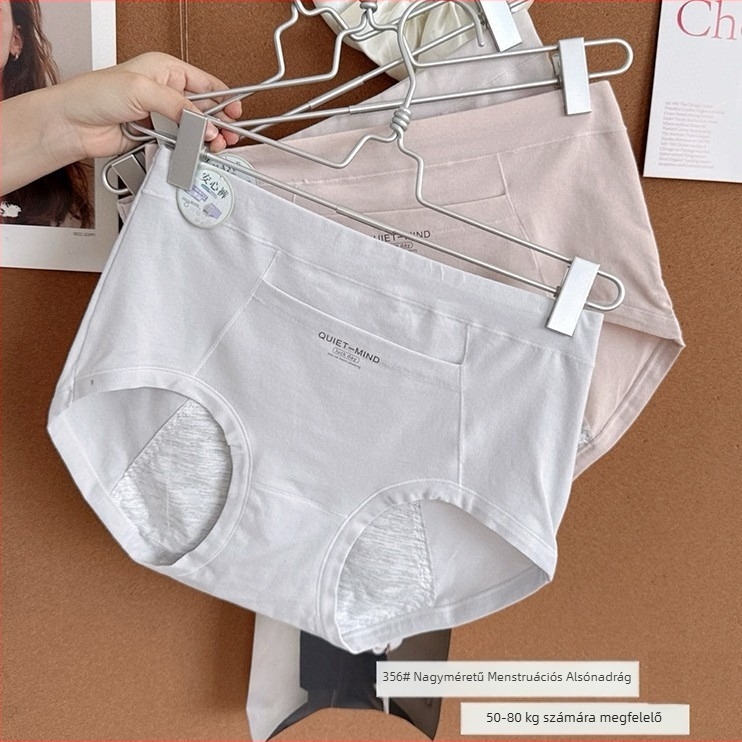 Női pamutból készült menstruációs fehérneműk, varrat nélküli, lélegző, középmagas derekú fazon, spandex betéttel a szeméremszőnyeg területén (90–95% pamut).
