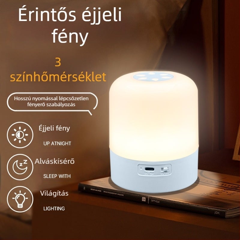 Töltőre feltölthető asztali éjszakai lámpa érintéses kapcsolóval, geometriai műanyag árnyékoló, környezeti világítás