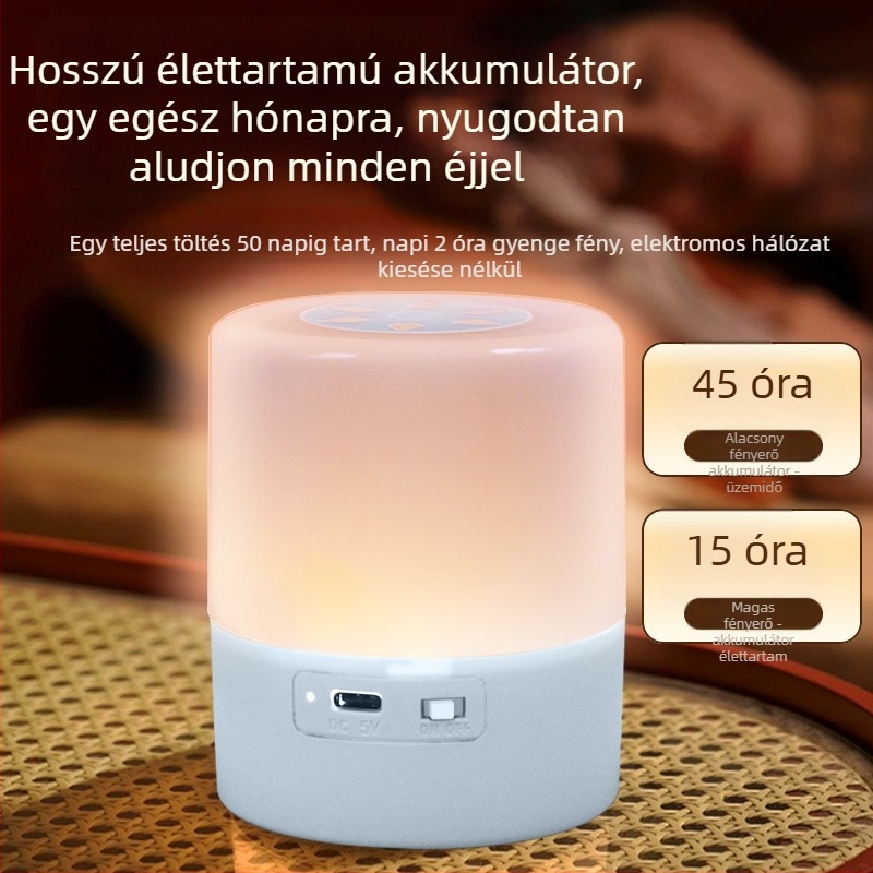 Töltőre feltölthető asztali éjszakai lámpa érintéses kapcsolóval, geometriai műanyag árnyékoló, környezeti világítás