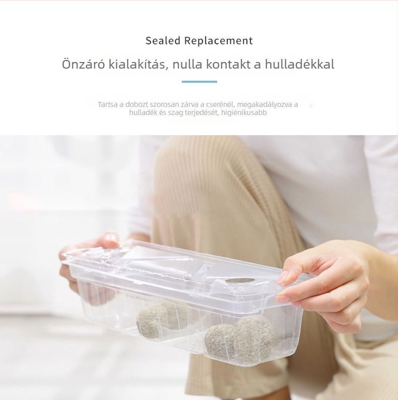 Macskaalomtál kézi húzással, teljesen zárt, PE anyag, Forest Technology