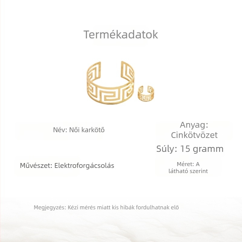 Női karkötő és gyűrű készlet geometriai dizájnnal, cinkötvözet, szabályos lánc, márka Basha