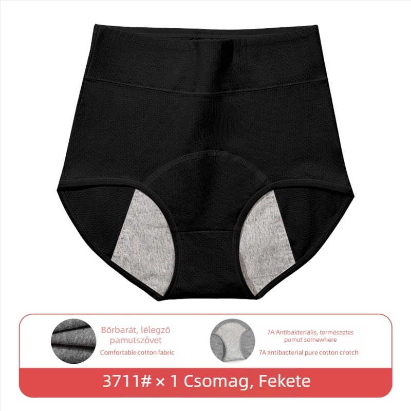 Női fiziológiai fehérnemű 92% pamutból - fő anyag 92% pamut, ágyéki rész 100% pamut, magas derék, periodus alatti szivárgás elleni védelem