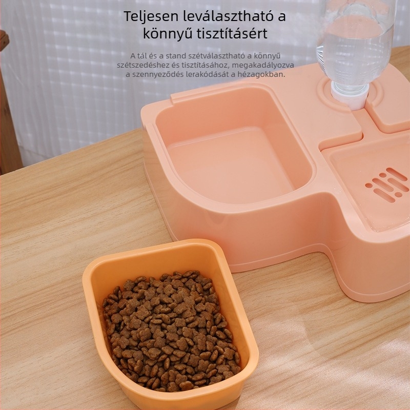 Automata macska ivó- és etető készülék kettős tálakkal – ABS anyag, automatikus etetés, márka Pipi tao