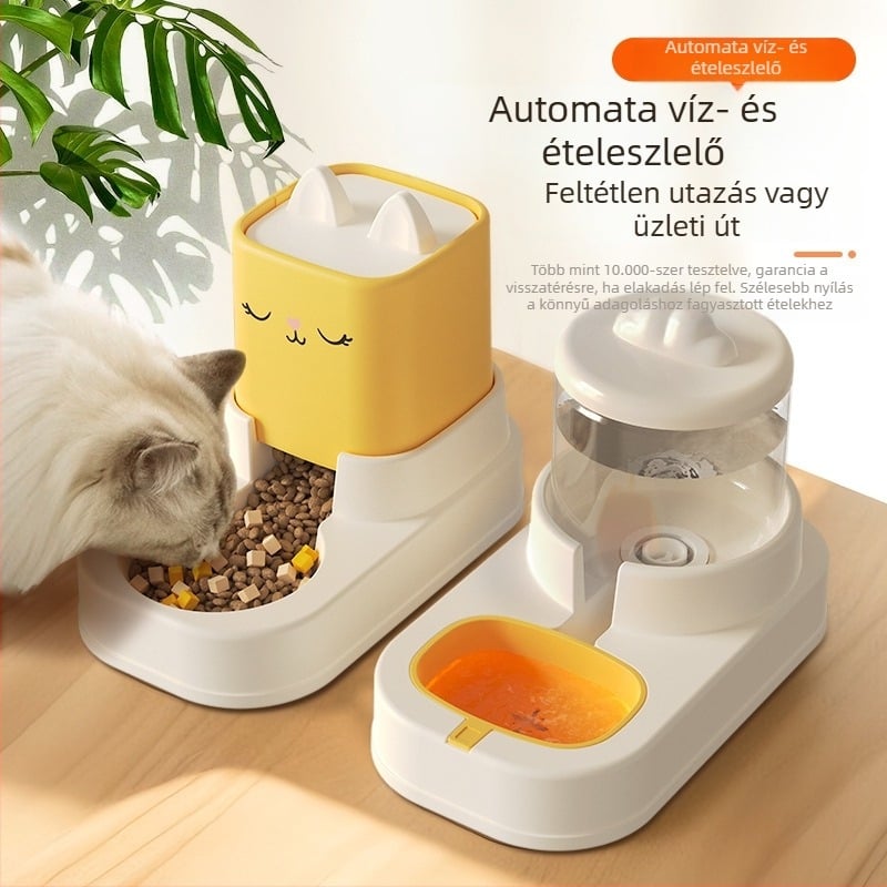 Macskafül formájú dupla tálas automata itató- és etető készülék macskáknak • Anyag: PP • Márka: Meow and • Teljes készlet: Igen • Célfelhasználó: Macska