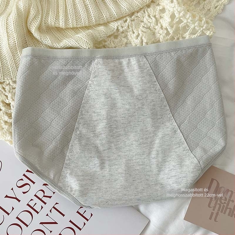 Női menstruációs alsónemű antibakteriális, hosszított szeméremrész, középmagas derék, 100% pamut, szivárgás elleni védelem