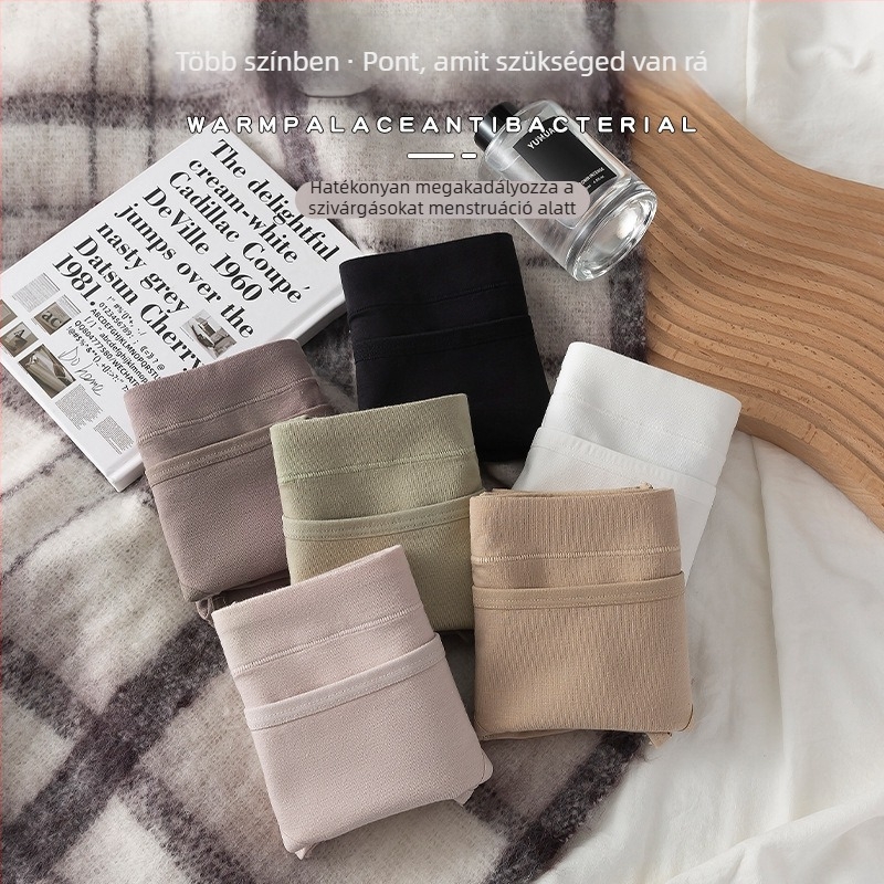Női pamut menstruációs alsónemű, középmagasságú derékkal, szivárgás elleni védelem, zseb és flap, légáteresztő