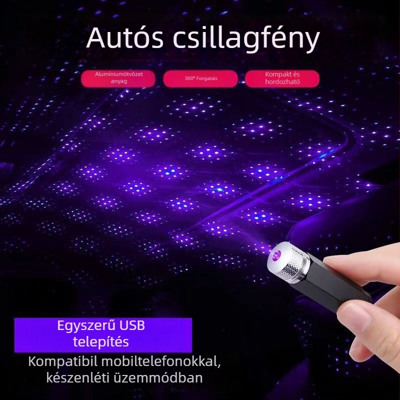 LED autó tetővilágítás csillagos égbolt effektussal, modell 12, 5V, 3.9W