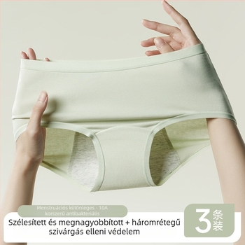 Női pamut menstruációs fehérnemű antibakteriális védelemmel – középmagas derekú, fő anyag 95% pamut, ágyéktáj 100% pamut, egyszínű mintázat, légáteresztő