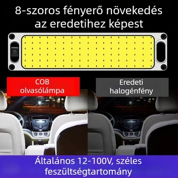 COB LED mennyezeti lámpa járművekhez — bemenet 12-85V, 54/87/108 LED, méretek 28×6.5×2.9 cm