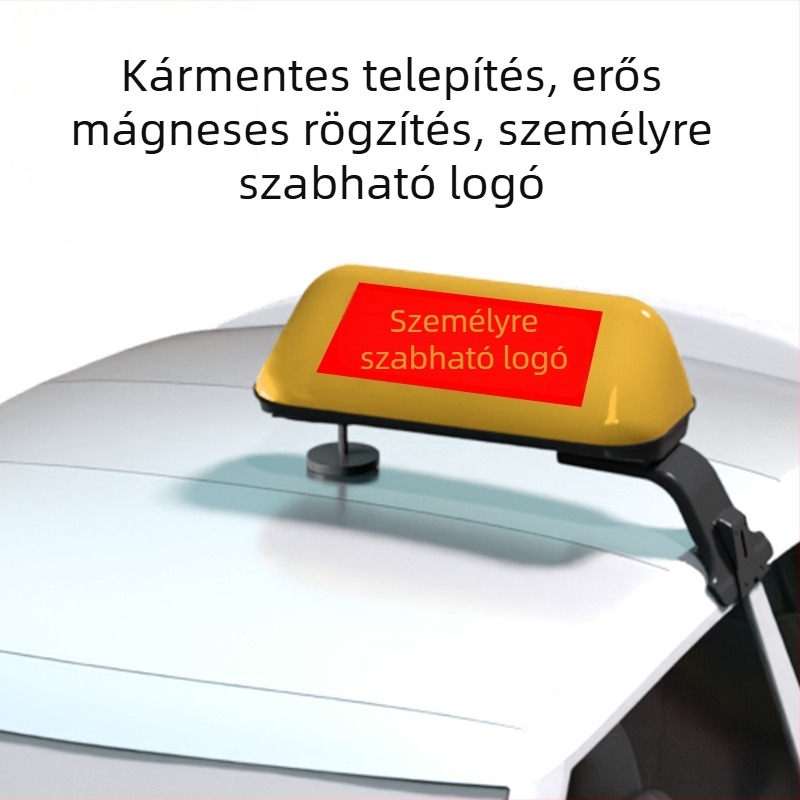 Taxi tetőlámpa autóhoz (Model AC-751) (12V, 21W, ABS, mágneses rögzítés, logó nyomtatás)