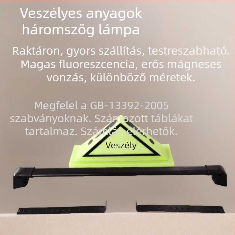 Autófedél világítás OLT-B2 — mágneses háromszög jelzőlámpa veszélyes árukhoz, PP, minden modellhez