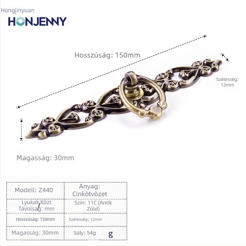 Új kínai stílusú szekrényajtó fogantyú, cinkötvözet öntés, szalag alakú, felületre szerelés, modell Z440