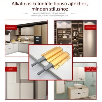 Alumínium ötvözet visszahúzó mechanizmus szekrényajtókhoz és gardróbokhoz – fogantyú nélküli, önzáró mechanizmus, elektroplattolt felülettel