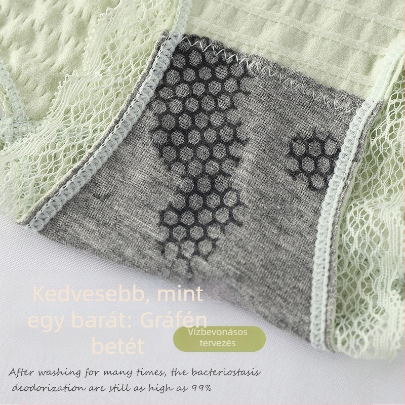 Nylonból készült varrás nélküli jacquard női alsónemű, középmagas derék, légáteresztő, antibakteriális, masni mintával, viszkóz belsőbetét