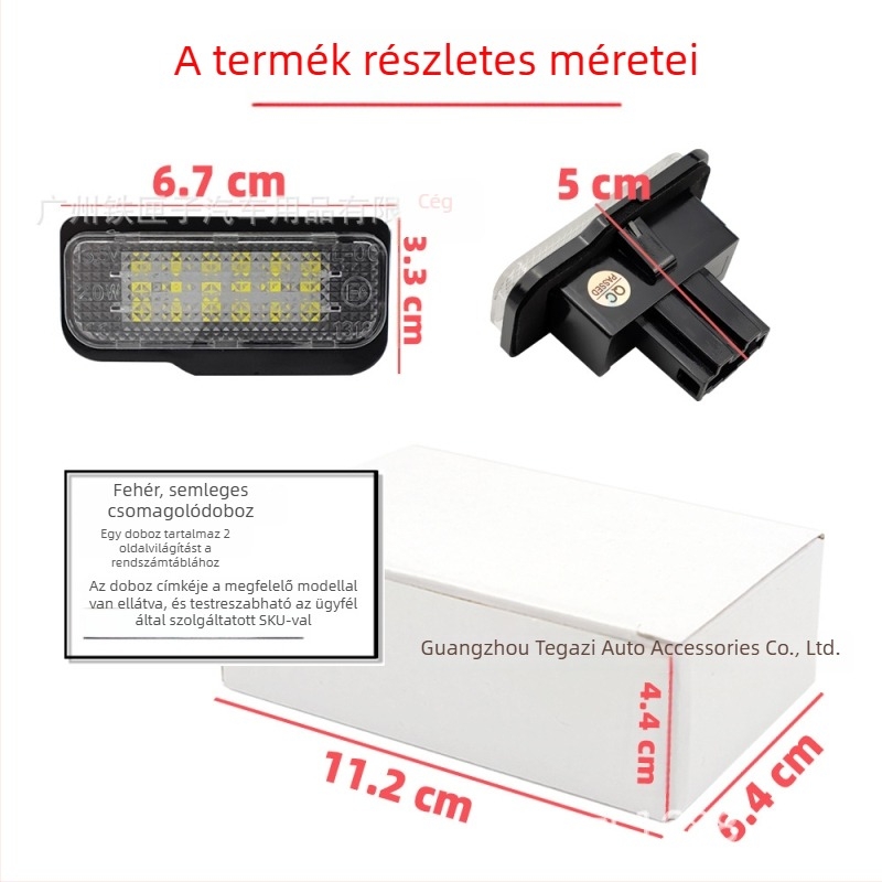Tesla Model S LED rendszámtábla világítás – 12V, 3W, 2835 LED, 30 000 óra élettartam, Model S kompatibilis