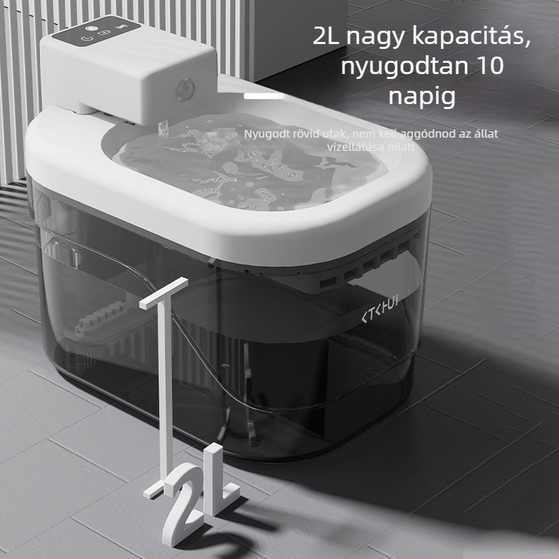 Macska- és kutya vízadagoló intelligens szenzorral, csendes szűrővel, automatikus vízellátás, levehető kialakítás, alkalmazás támogatás