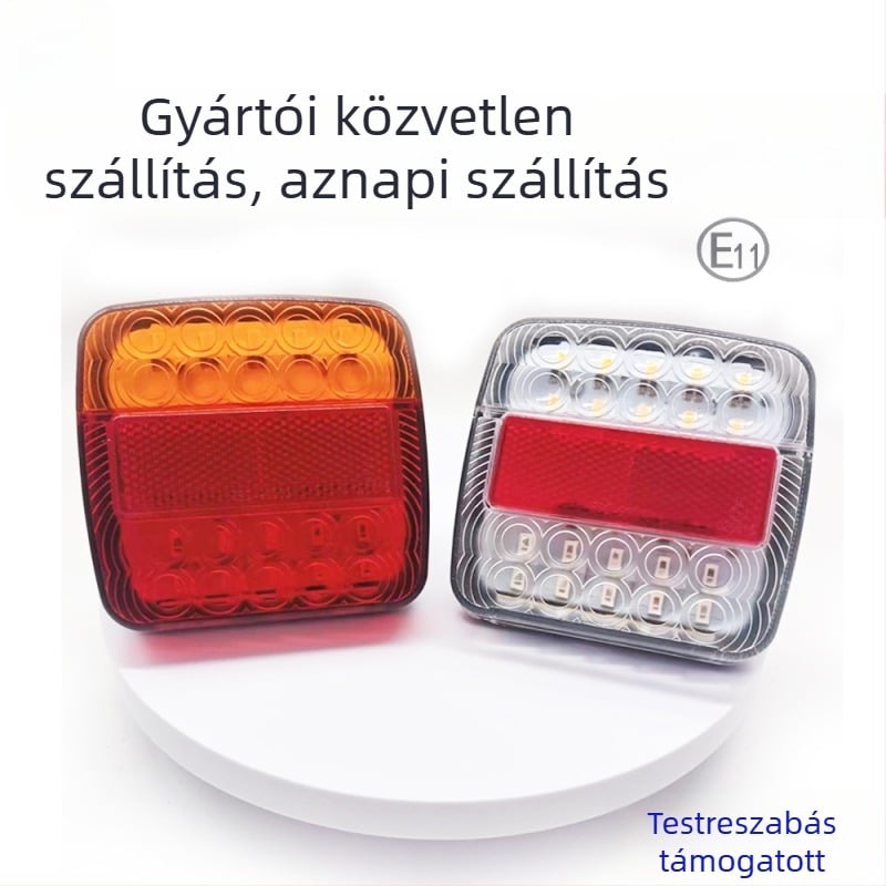 LED hátsó lámpa, piros-sárga két színű, T15 modell, 12V, 3W, 6000K