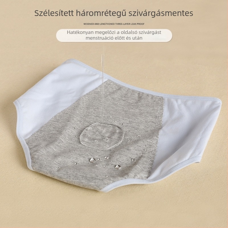 Pamut menstruációs bugyi, légáteresztő, szivárgásmentes kialakítás, középmagas derék, pamut bélés