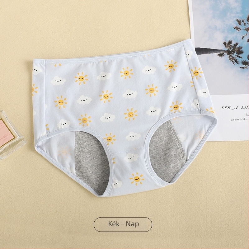 Pamut menstruációs bugyi, légáteresztő, szivárgásmentes kialakítás, középmagas derék, pamut bélés