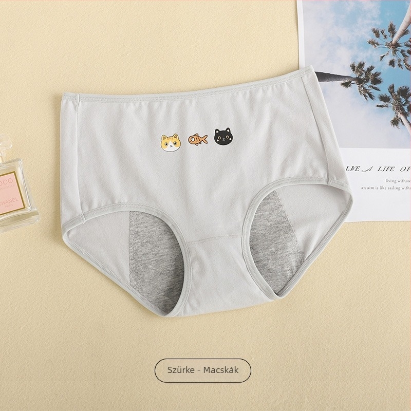 Pamut menstruációs bugyi, légáteresztő, szivárgásmentes kialakítás, középmagas derék, pamut bélés
