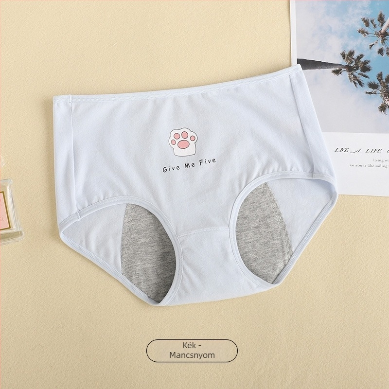 Pamut menstruációs bugyi, légáteresztő, szivárgásmentes kialakítás, középmagas derék, pamut bélés