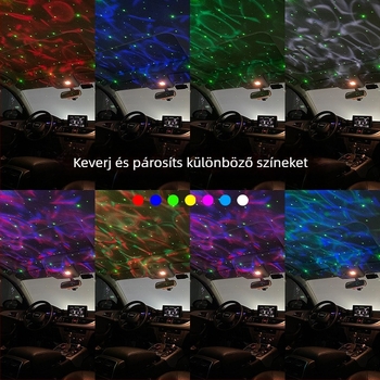 RGB ritmikus autó belső atmoszférát világító lámpa, USB-tápellátású, modell C211, 3W, 5V, PC anyag