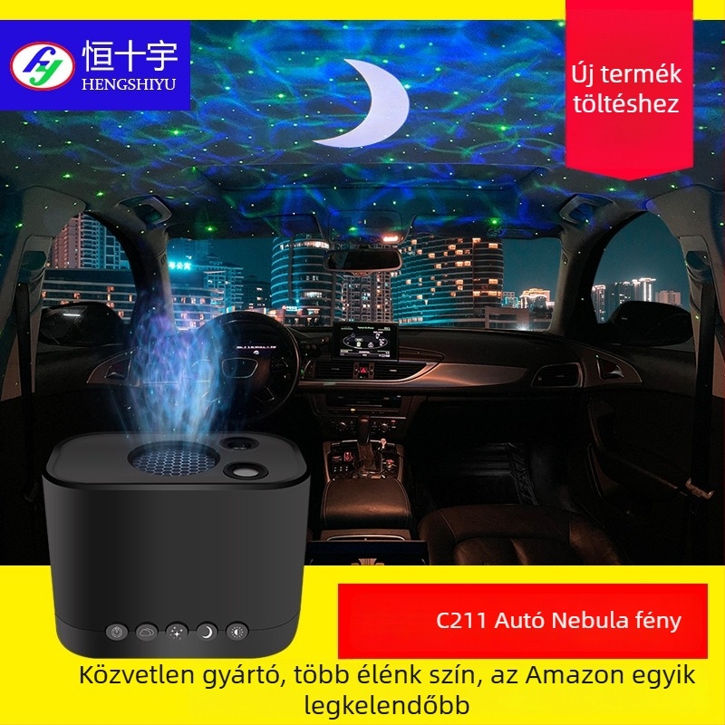 RGB ritmikus autó belső atmoszférát világító lámpa, USB-tápellátású, modell C211, 3W, 5V, PC anyag