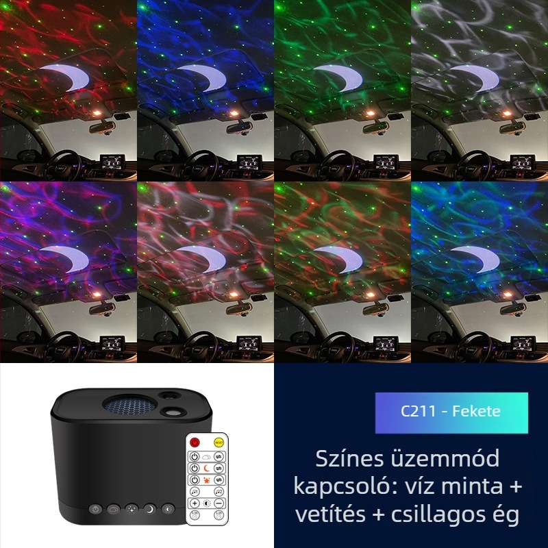 RGB ritmikus autó belső atmoszférát világító lámpa, USB-tápellátású, modell C211, 3W, 5V, PC anyag