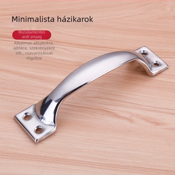 Rozsdamentes acélból készült ívelt fogantyú szekrényekhez, fiókokhoz és ablakokhoz, polírozott felülettel, M típus, modern minimalista stílus