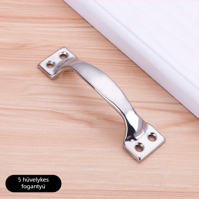 Rozsdamentes acélból készült ívelt fogantyú szekrényekhez, fiókokhoz és ablakokhoz, polírozott felülettel, M típus, modern minimalista stílus