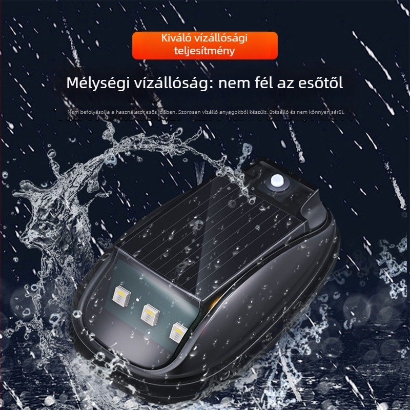 Napelemes LED tetőriasztó fény DRL169, ABS ház, LED fényforrás, vízálló, élettartam 50 000 óra