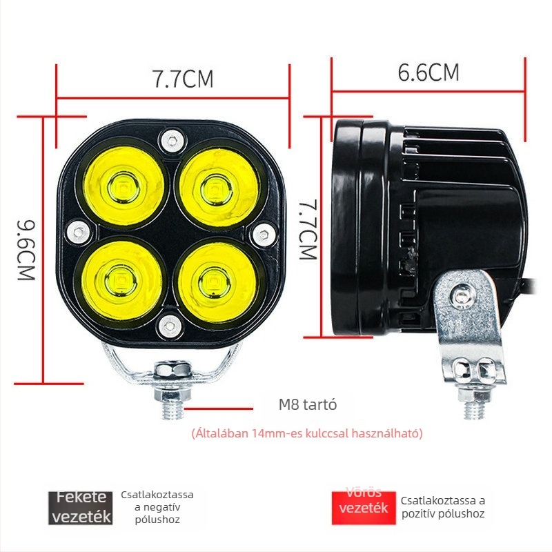 LED fényszóró autókhoz és motorokhoz, alumínium ház, 18W, 12–80V, modell SD-4L