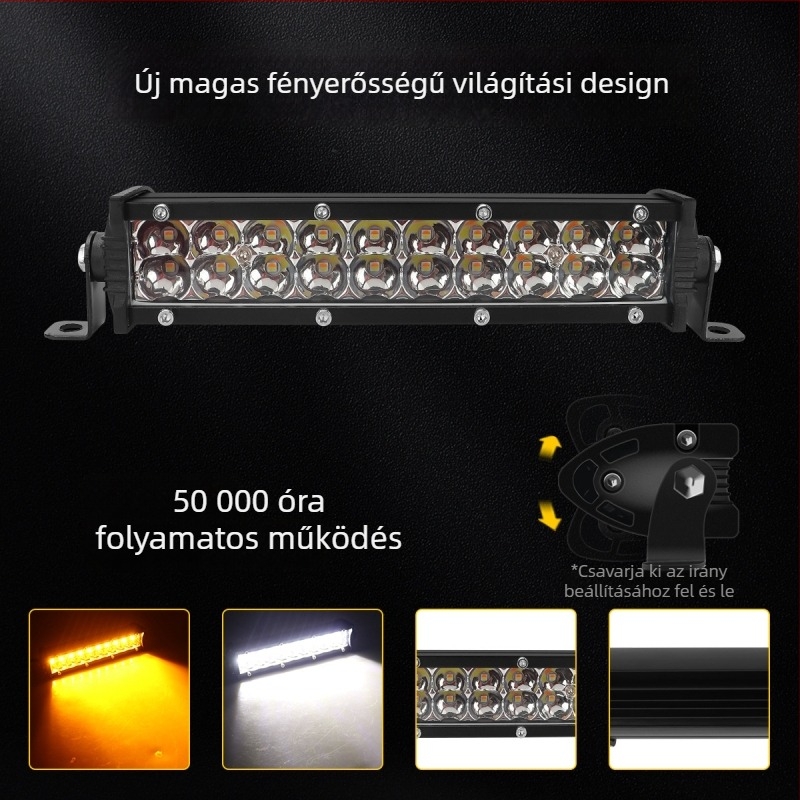 LED munka reflektor 20 LED-del, kétsoros csík, alumínium ötvözet, 12–24V, IP67, modell motor271